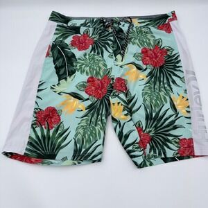 Hurley Phantom Board Shorts 34 Tropical Floral Swim Surf Stretch EUC